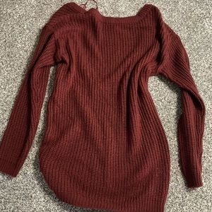 marron open back sweater